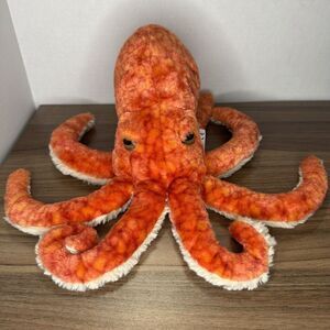 Sea World The‎ Petting Zoo Octopus Orange Beige Stuffed Plush Animal 16"x16"x7"
